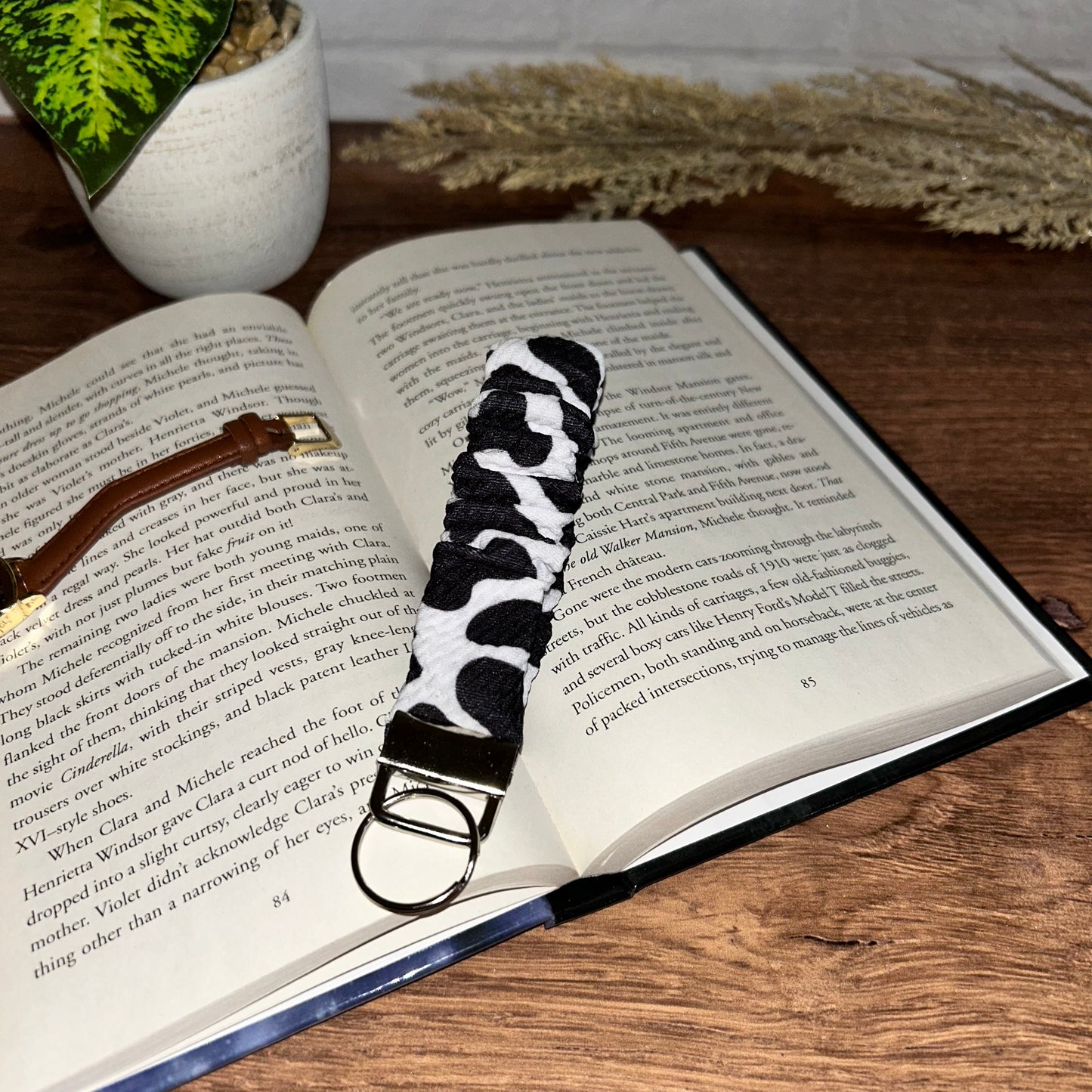 Cow Print Bullet Keychain