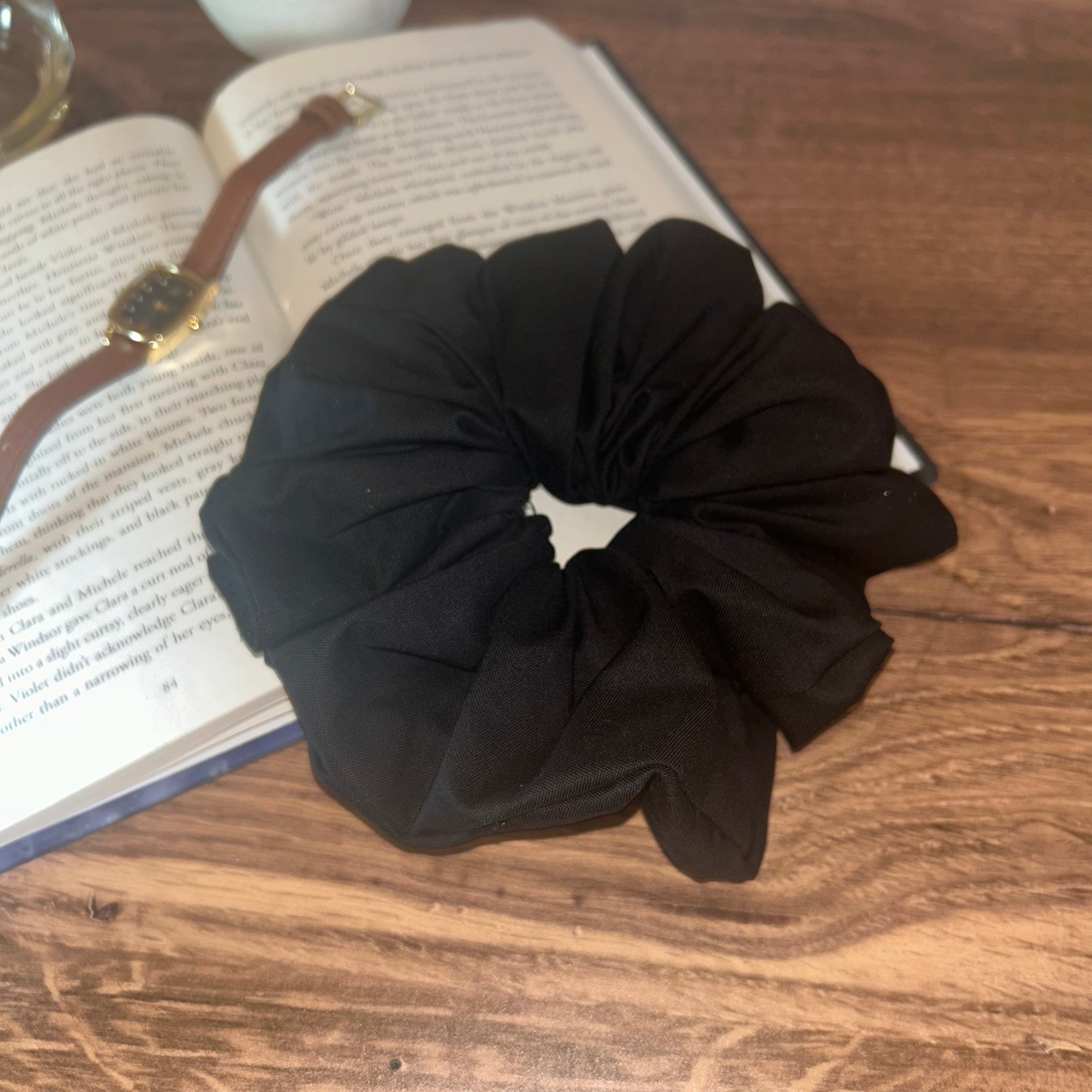 Black 100% Cotton Scrunchie