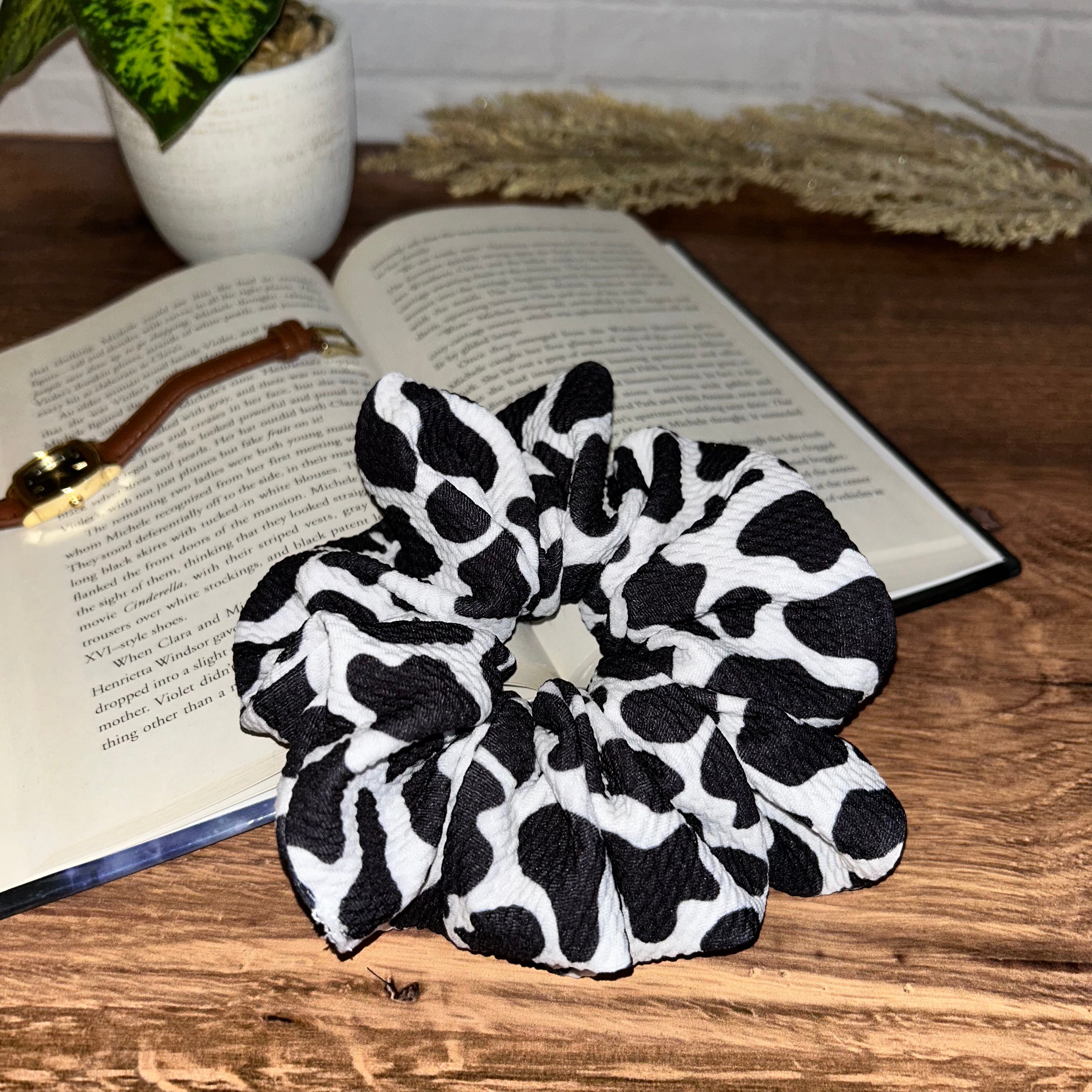Cow Print Bullet Scrunchie