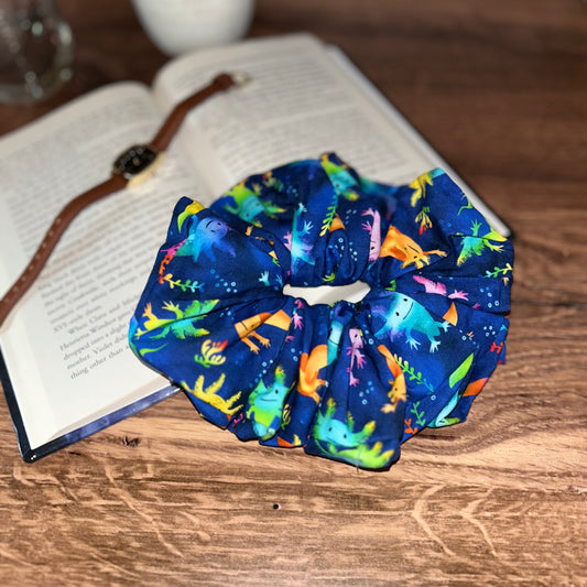 Rainbow Axolotl Scrunchie