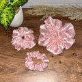 Light Pink Satin Cherry Blossom Jacquard Pattern Scrunchie