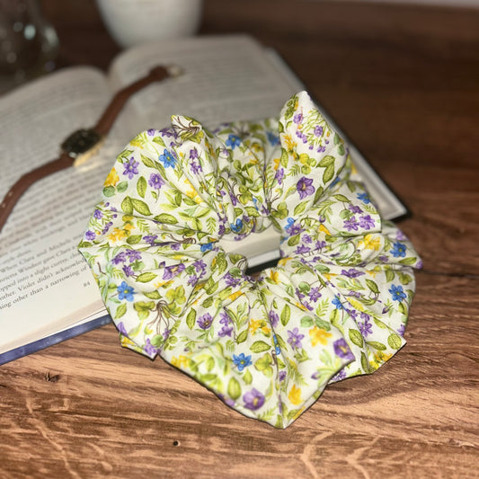 Purple Floral Scrunchie